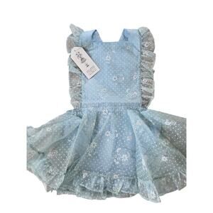 Numi Light Blue Flocked Floral Pinafore